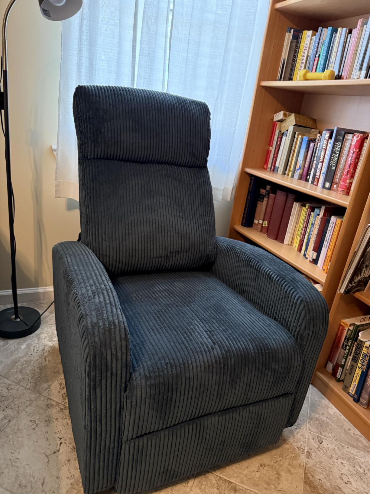 Lexicon Corduroy Pushback Recliner Chair, Light Gray | Small Soft Single Sofa Accent Chair, Solid Wood Frame and Metal Base, Easy Assembly for Living Room/Office/Apartment customer photo 2