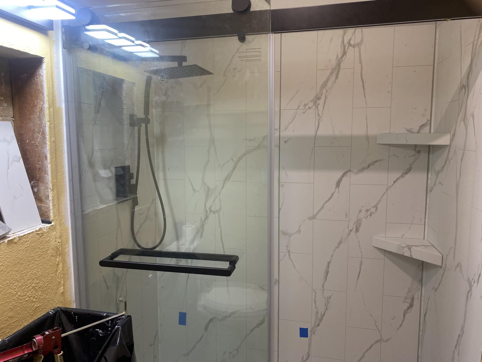 Palisade Vinyl Shower Surround Kit 78in x 60in x 36in, Urban Cliff | Waterproof PVC wall panels, grout-free design, bathroom renovation, coordinating trim, shelves, adhesive and sealant included customer photo 2