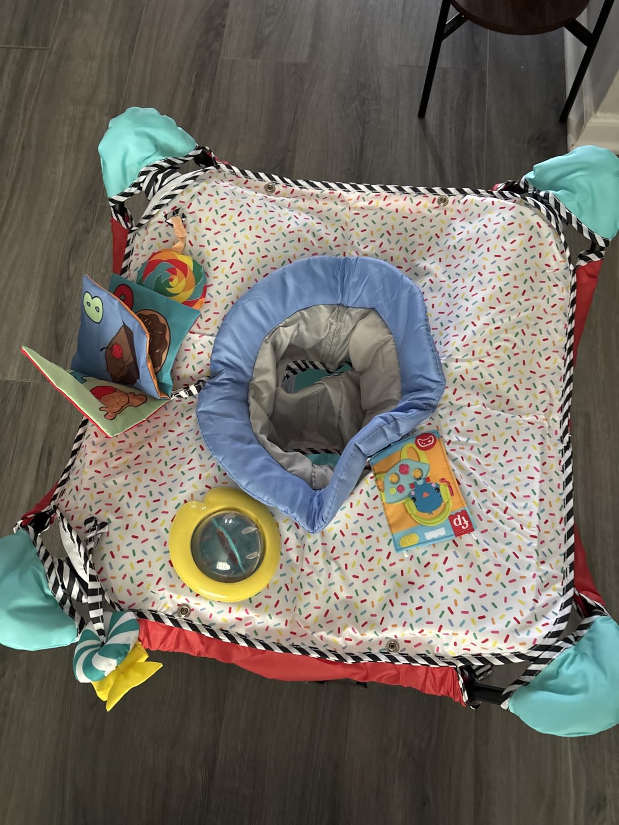 Bright Starts Pop 'N Jump Portable Baby Jumper, Foldable Indoor/Outdoor Baby Jumper with Owl Forest Sensory Activities, Ages 6-12 Months customer photo 1