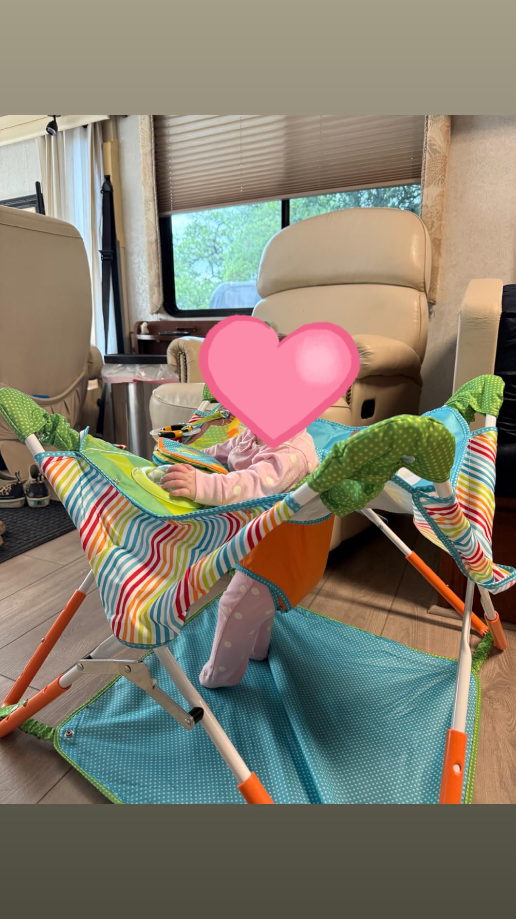 Bright Starts Pop 'N Jump Portable Baby Jumper, Foldable Indoor/Outdoor Baby Jumper with Owl Forest Sensory Activities, Ages 6-12 Months customer photo 2