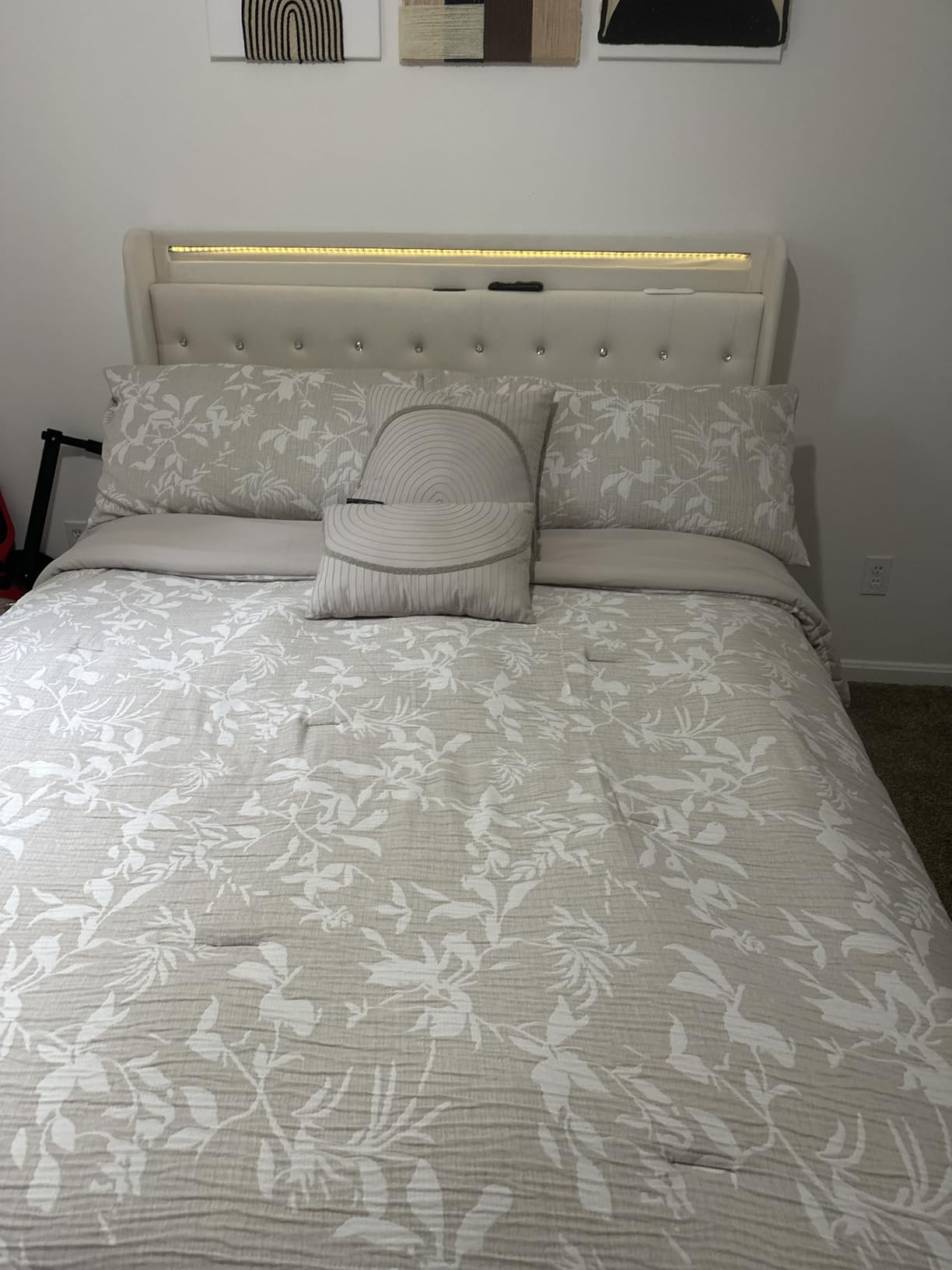 HIFIT Upholstered Full LED Bed Frame with Storage, Charging Headboard, Pink | Velvet Crystal Button-Tufted Princess Full Size Platform Bed, 2 Drawers, No Box Spring Needed, Noise-Free, Full Bed for Girls customer photo 1