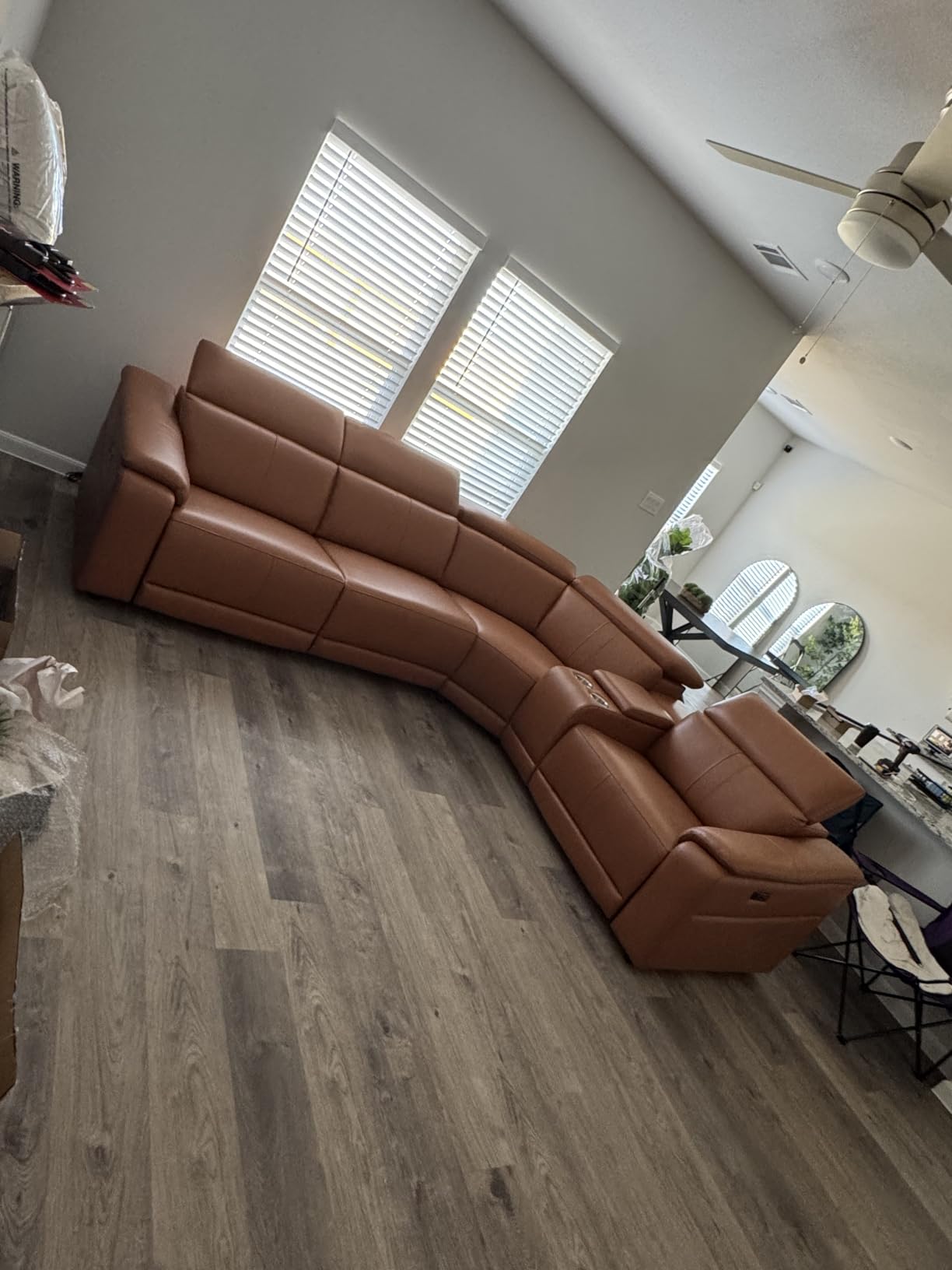 Power Reclining Sectional Sofa, with Cup Holders/Storage, 5 Seater L-Shaped Recliner Couch with USB Charging/Storage, Home Theater Seating, Leather Furniture for Living Room, House, Apartment customer photo 1