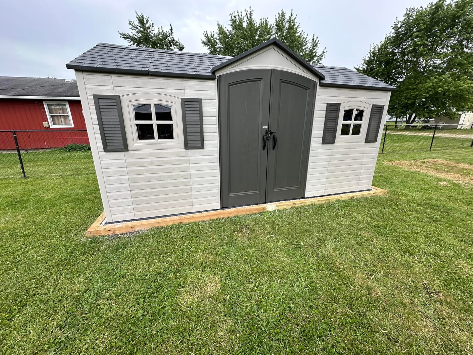 Lifetime Outdoor Storage Shed, 15x8 Ft, Desert Sand, Resin Backyard Tool Shed with Lockable Doors and UV-Protected Panels customer photo 1
