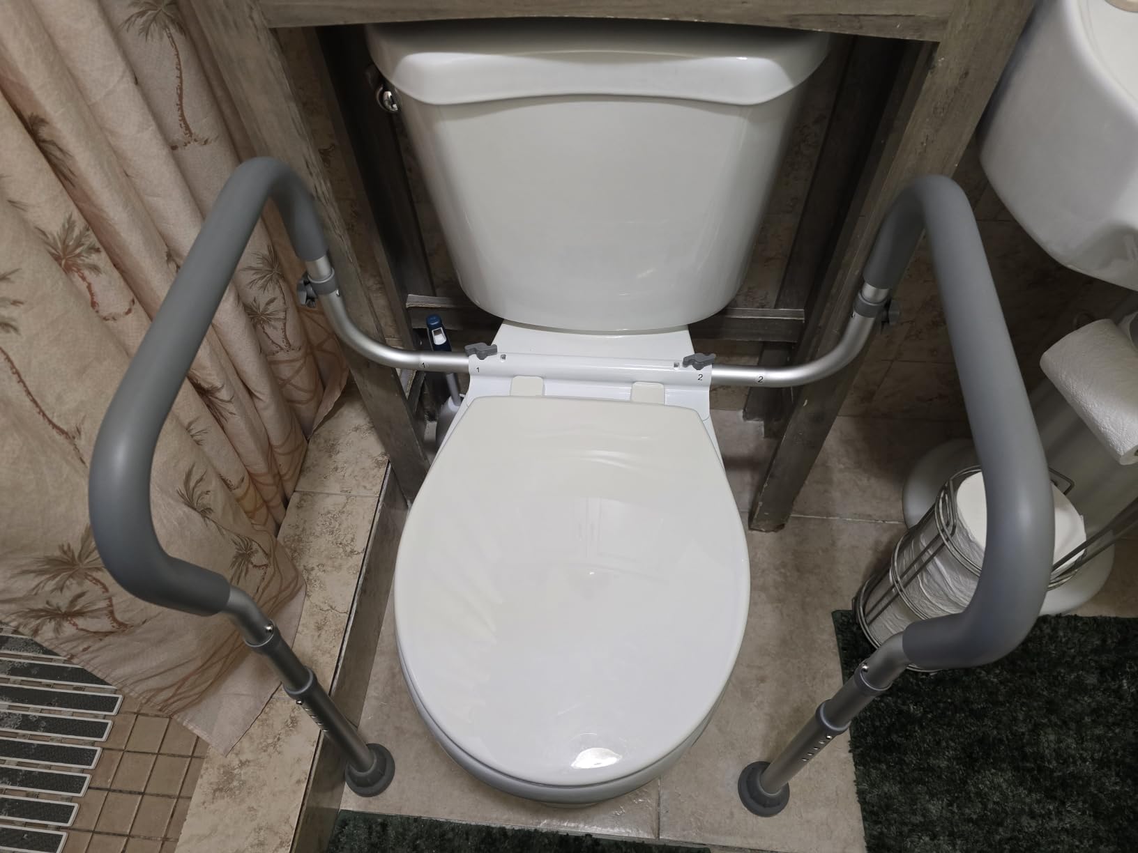 HOMLAND Toilet Safety Rails for Seniors, 350LB Aluminum Toilet Handle | Adjustable Height & Width, Soft Padded Handles, Anti-Slip Rubber Feet, Toilet Safety Frame, Toilet Grab Bars For Elderly customer photo 1