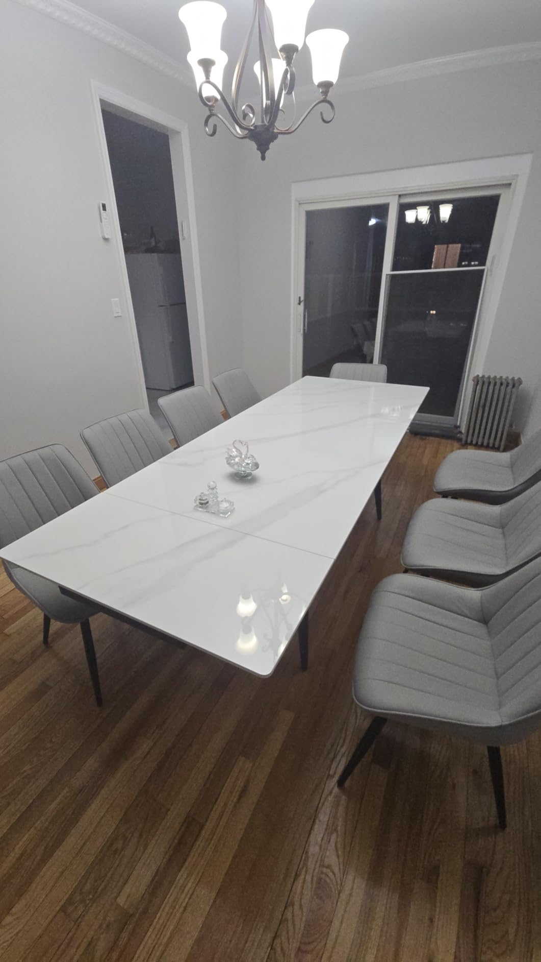 Extendable Dining Table for 6 to 10, Modern Sintered Stone Table, 62.9-94.4 Adjustable, Heat and Scratch Resistant customer photo 1