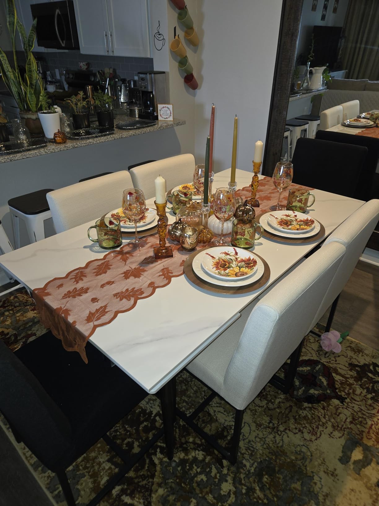 Extendable Dining Table for 6 to 10, Modern Sintered Stone Table, 62.9-94.4 Adjustable, Heat and Scratch Resistant customer photo 2