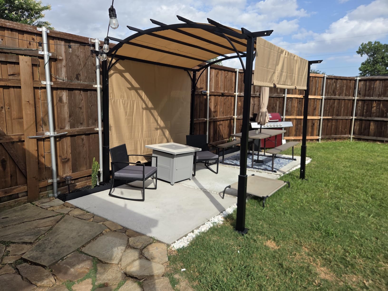 ABCCANOPY Outdoor Pergola 10'x12', Arched Patio Gazebo with Retractable Sun Shade, Dary Gray customer photo 1