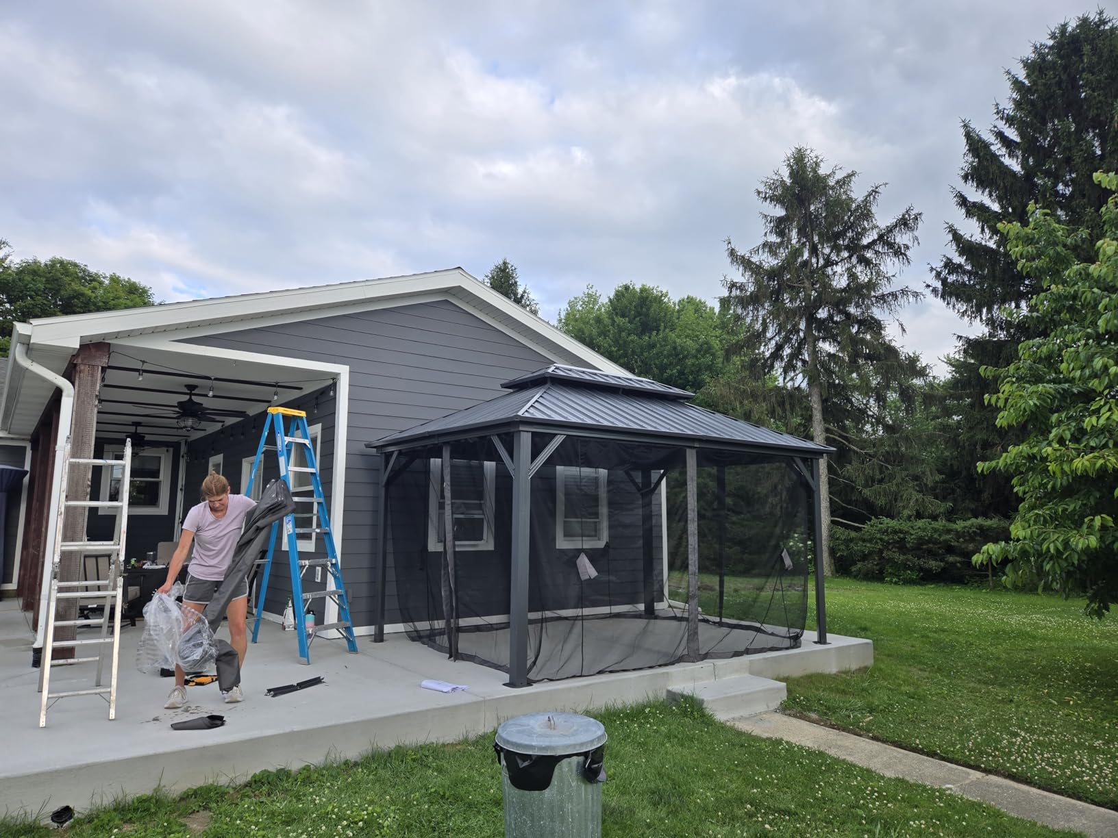 Domi 11x21FT Extended Outdoor Sunroom Kit, 4 Season Patio Solarium, Prefab Sunroom Kit with Aluminum Frame, Permanent Enclosed Gazebo with Curtains & Netting, 2 Sliding Doors, Movable PVC Windows customer photo 2
