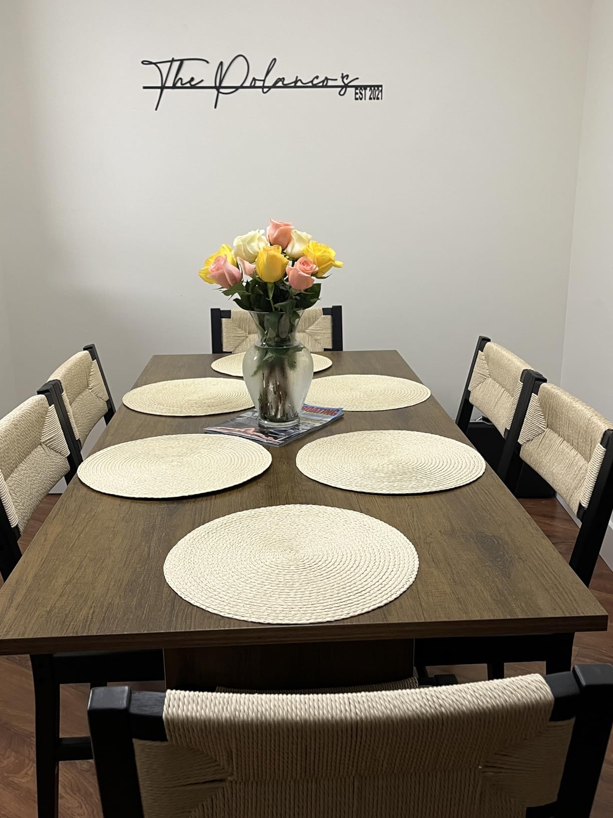 BESTANO Woven Rattan Dining Chairs Set of 4, Farmhouse Wicker Boho Dining Chairs, Armless Wooden Cane Kitchen Dining Chair with Weave Hemp Seat and Back customer photo 2