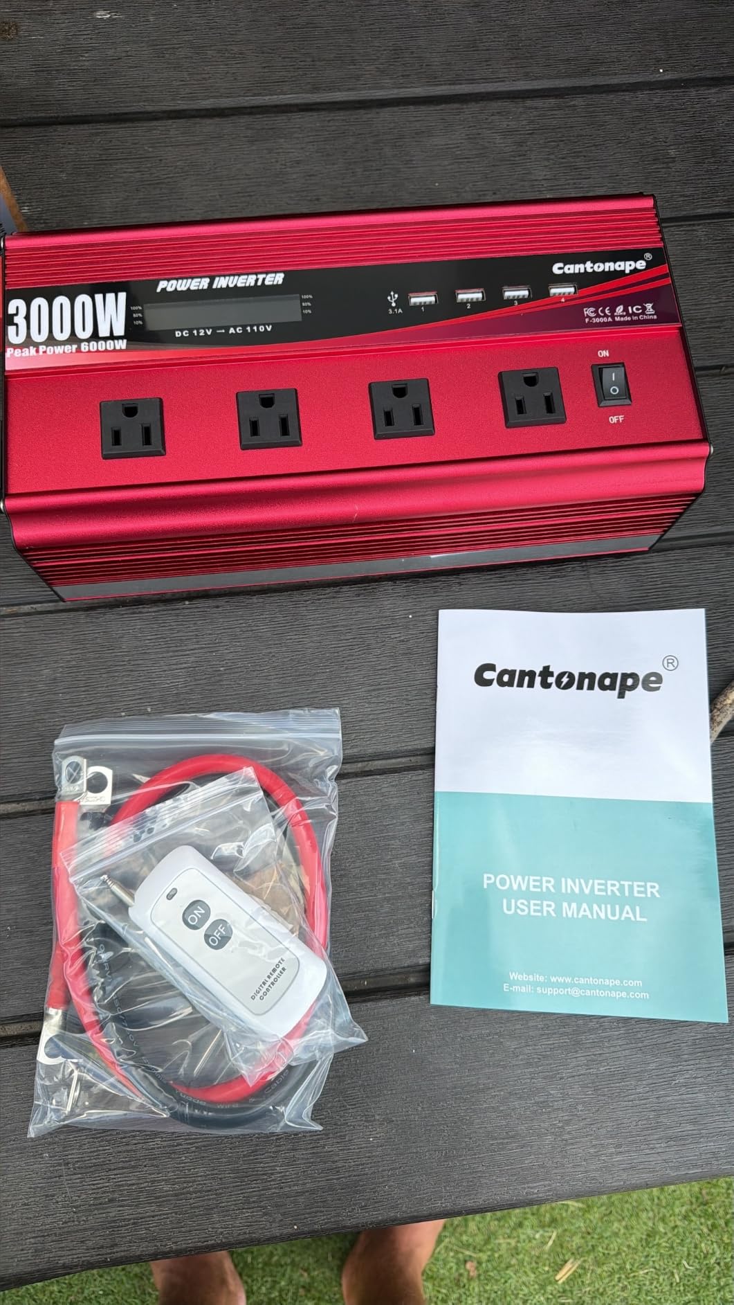 Cantonape 3000W Power Inverter 12V to 110V/120V DC to AC with LCD Display, Remote Controller 4 x AC Outlets and 4 x 3.1A USB Car Adapter for Car Truck Boat RV Solar System customer photo 2