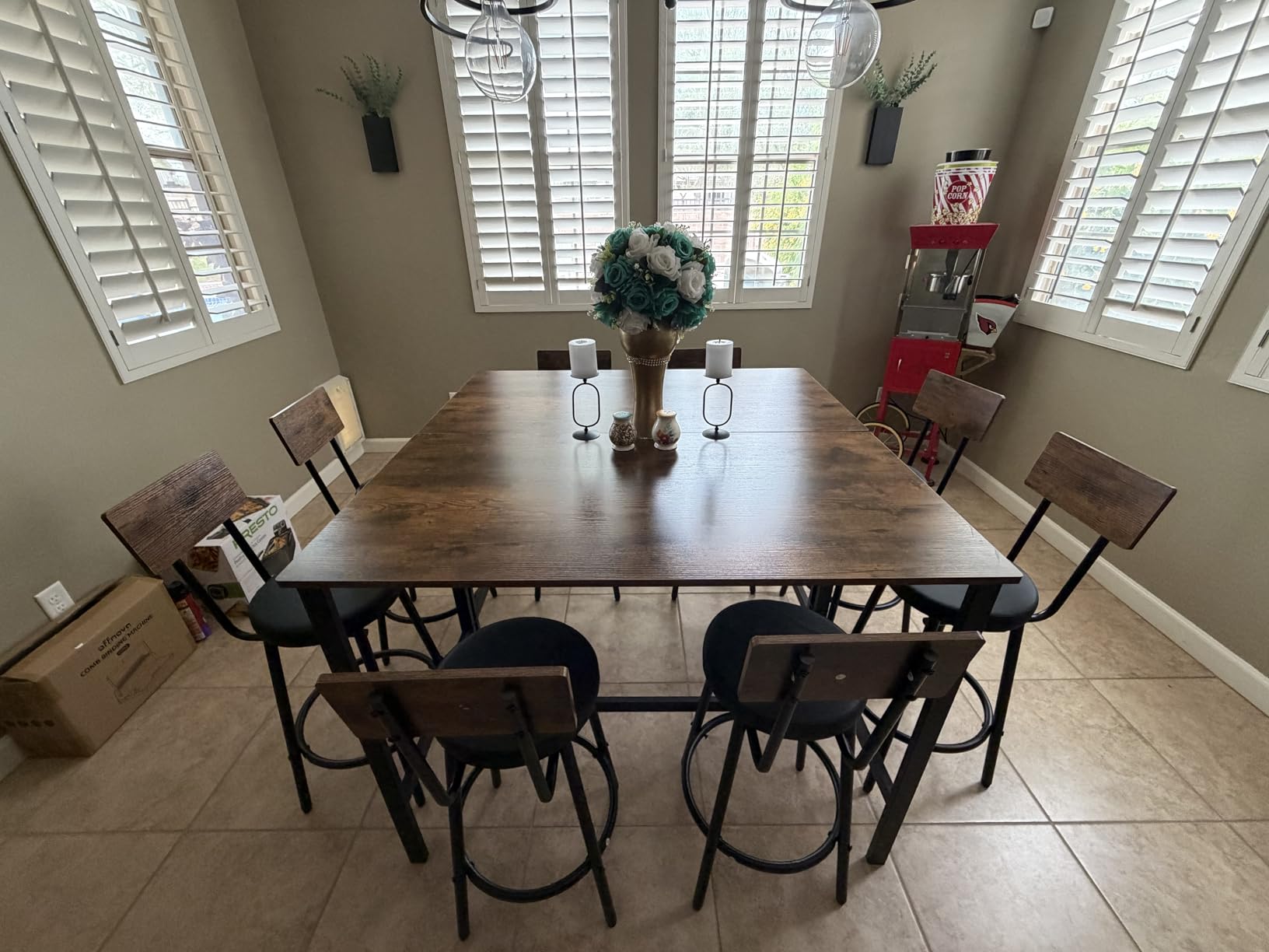 Zevemomo Dining Table Set for 4, 5-Piece Bar Table Set, Kitchen Table and Chairs, Counter Height High Top Table with 4 PU Upholstered Stools, Space-Saving Pub Table Sets for Small Space, Gray customer photo 2