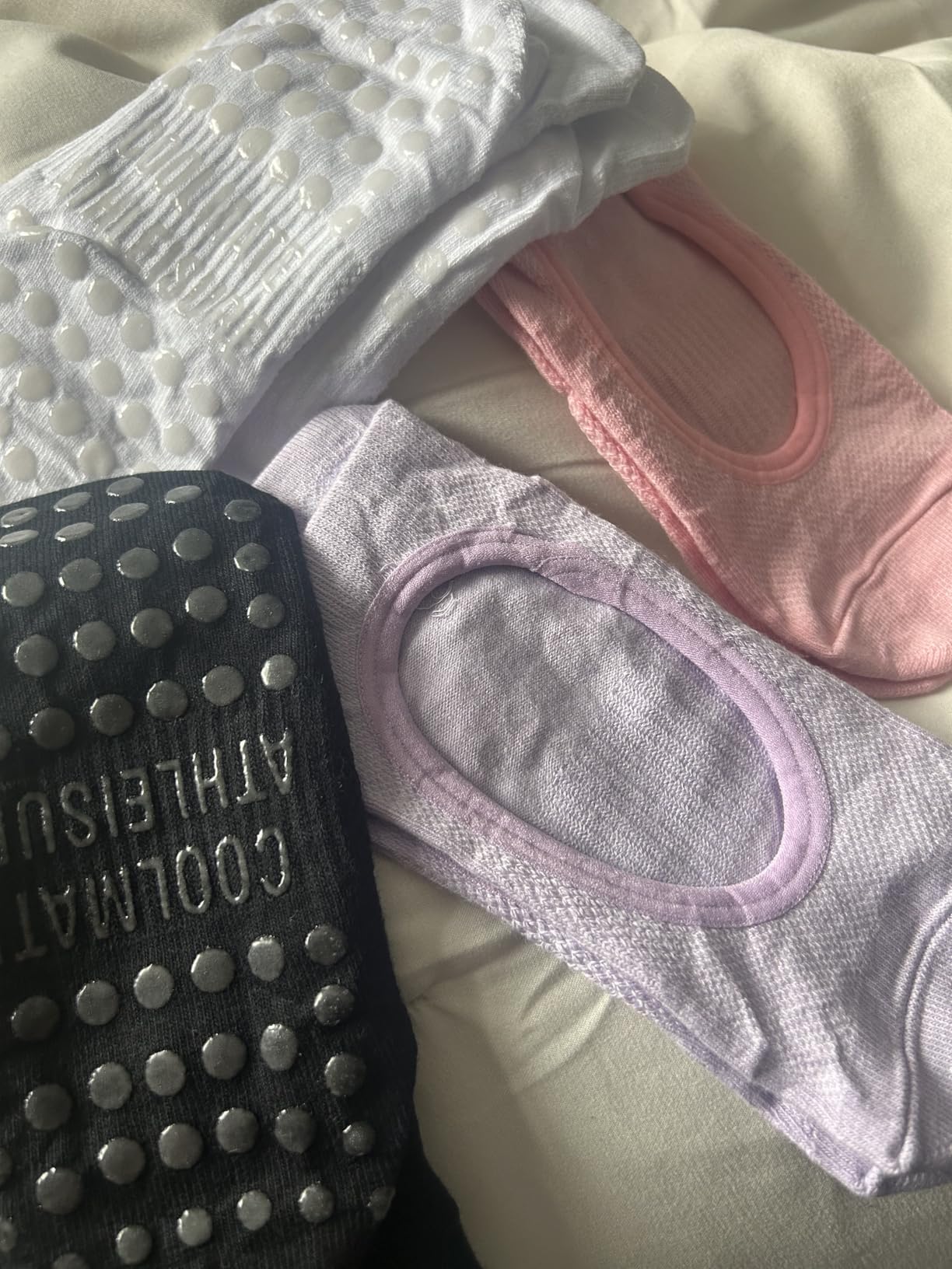 CoolMate Pilates Socks with Grips for Women, Non Slip Yoga Socks | Cotton-polyester-elastane blend, arch support, silicone grip sole, closed-toe design customer photo 1