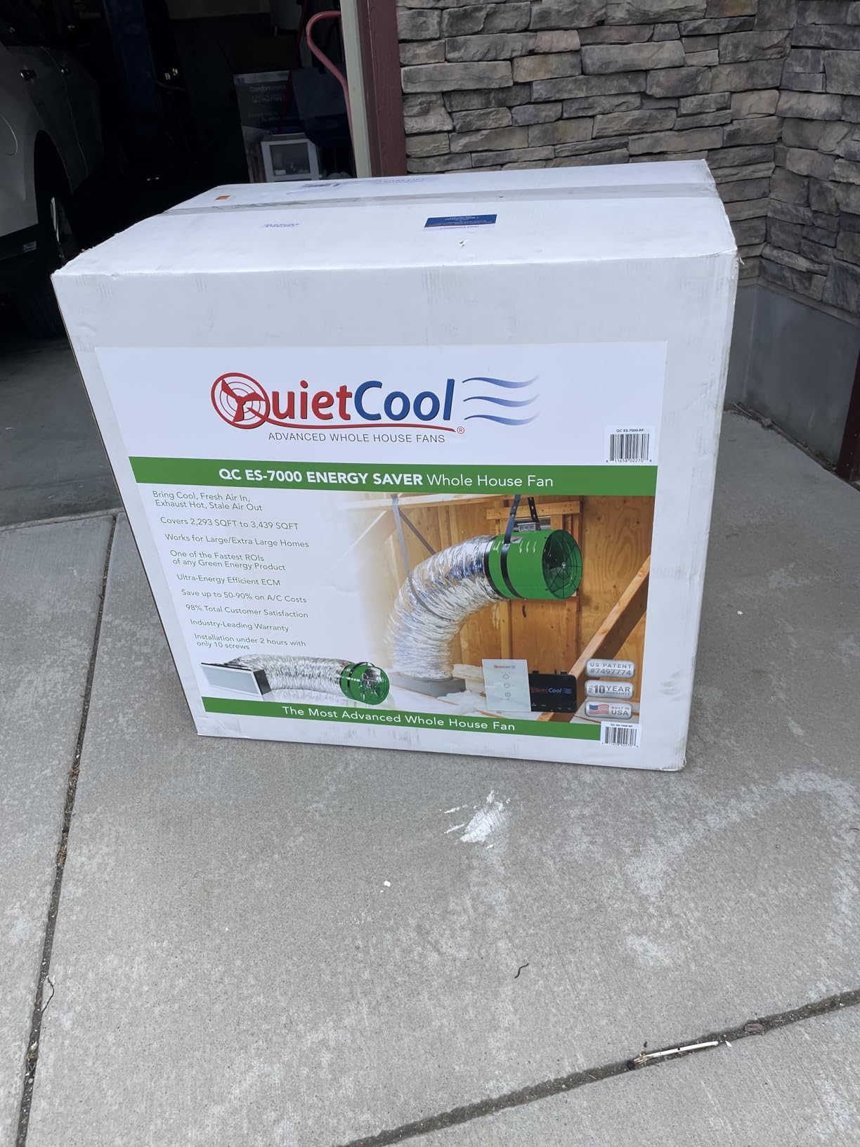Quietcool QC ES-7000 RF Energy Saver Advanced Whole House Fan with Wireless Control - Up to 6878 CFM - As low as 164 watts - Two Speed - Covers up to 3,439 SQFT - 10 Year Warranty customer photo 1