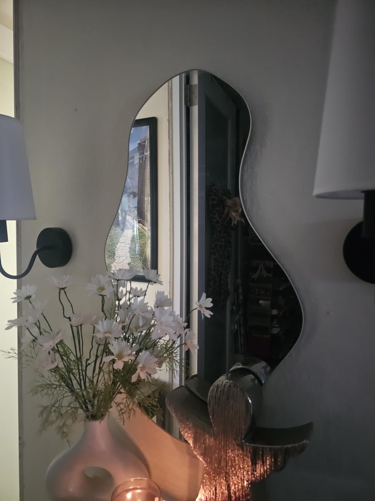 PERFNIQUE Irregular Wall Mirror Asymmetrical Mirror, 43''x24'' Decorative Modern Wall Decor for Bathroom Bedroom Living Room Entryway, Cloud Frameless, Wall Mounted customer photo 2