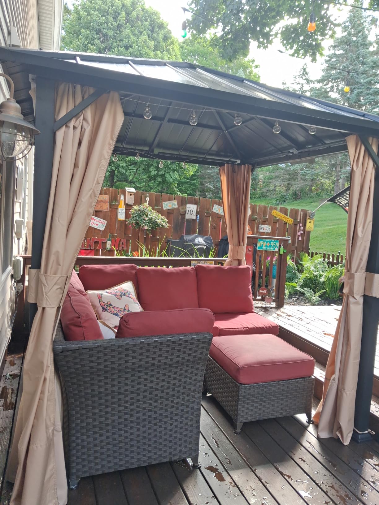 Modern Shade Hardtop Gazebo 12x16 with 4 LED Lights for Backyard, Black | Hard Top Gazebo with Galvanized Steel Double Roof, All-Weather Metal Gazebo with Sturdy Hooks, Mosquito Net for Patio, Garden customer photo 2