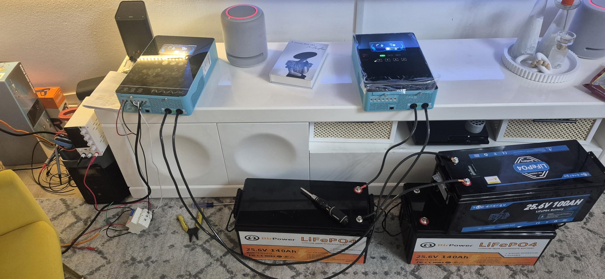 Y&H 4000W Hybrid Solar Inverter DC24V 120VAC Pure Sine Wave Output Battery-Free Starting, Built-in 140A MPPT Charger, 6.25