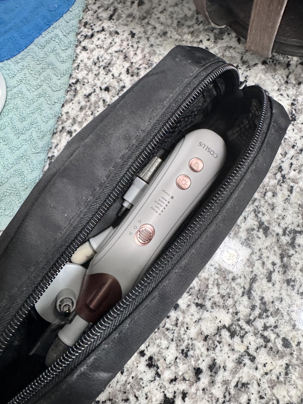 COSLUS C43 Professional Manicure Pedicure Kit with Upgrade Wider Grinder | 5-in-1 Electric Nail File for Toenail Hand Feet, Thick Nails Care, Cordless, 5 Speeds, Men Women Seniors, Home Salon, White customer photo 2