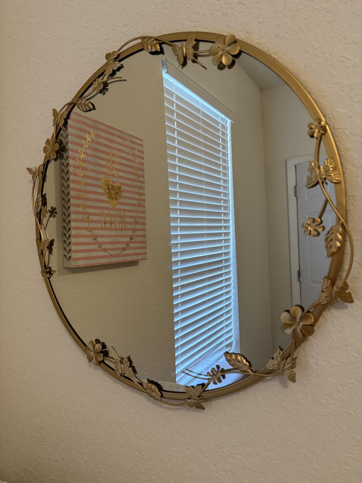 Kate and Laurel Rosella Modern Ornate Round Wall Mirror, 26 Inch Diameter, Gold, Circle Mirror with Floral Detailing for Use as Bathroom Mirror for Over Sink or Cute Dorm Room Decor customer photo 1
