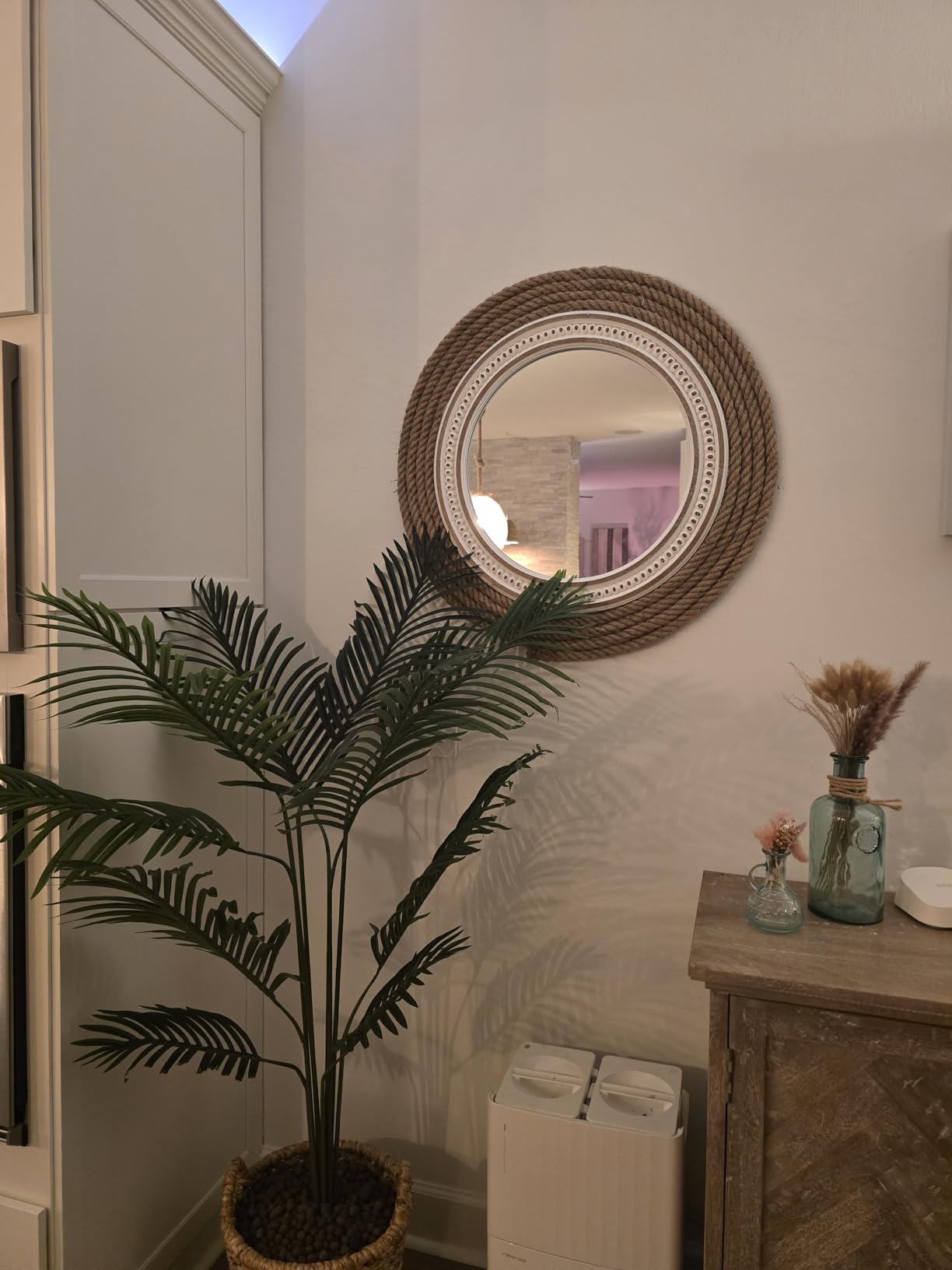 36x24 Inch Rustic Farmhouse Oval Mirror, Wooden Decorative Wall Mirrors | Hang Vertical or Horizontal, the Grain Look Adds Farmhouse Charm Above Bathroom Sink, Entryway, Living Room, Hallway customer photo 2