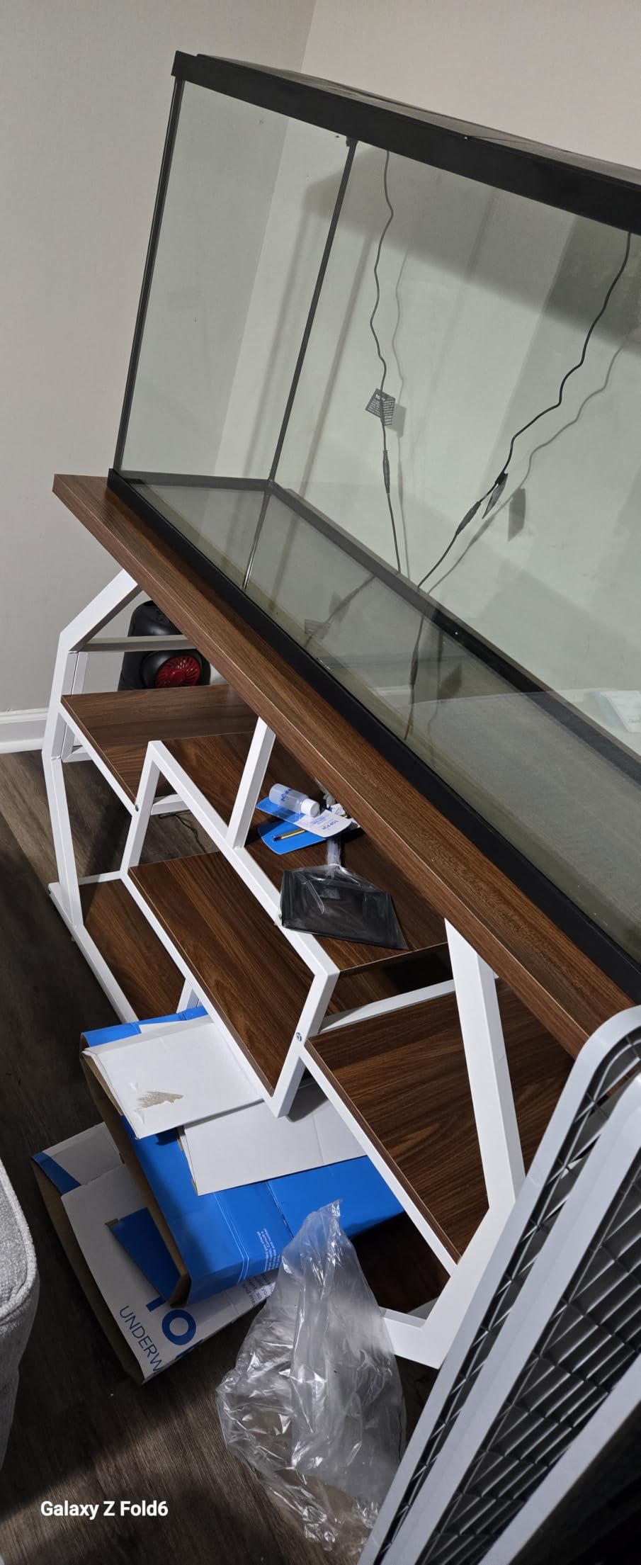 DWVO 55-75 Gallon Aquarium Stand with Power Outlet, Black & Gold | Display Stand for Turtle Tank, Reptile Terrarium, Metal Fish Tank Stand Suitable for Living Room, Entryway, 860LBS Capacity customer photo 2