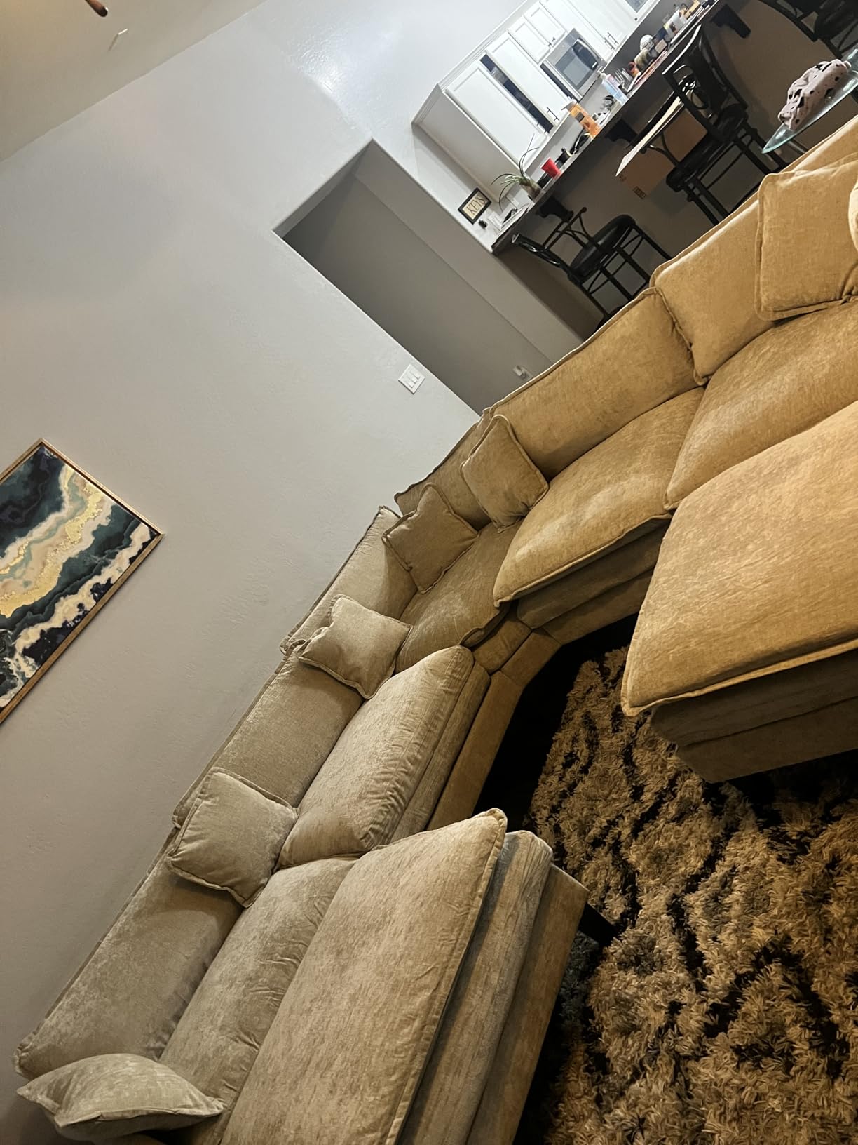 Oversized Modular Sectional Sofa, 7 Seater Deep Seat Cloud Couch Sectional | Chenille Corner Couch|7 Pillows|2 Movable Ottomans|For Spacious Living Room Reception Rooms, Large Families| Camel customer photo 2
