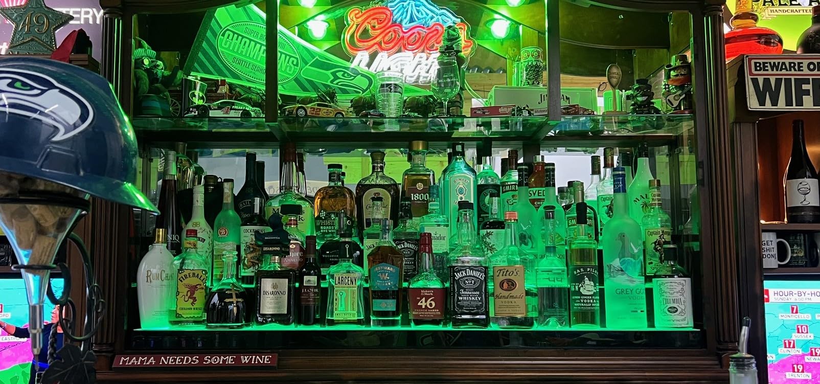 MESAlLUP 30 Inch 3 Tier Lighted Liquor Bottle Display Shelf, LED Bar Shelves with APP or Remote Control, Mulit Color Lighting for Home Mini Bars Decor, Restaurants & Party Use, Acrylic Stand customer photo 1