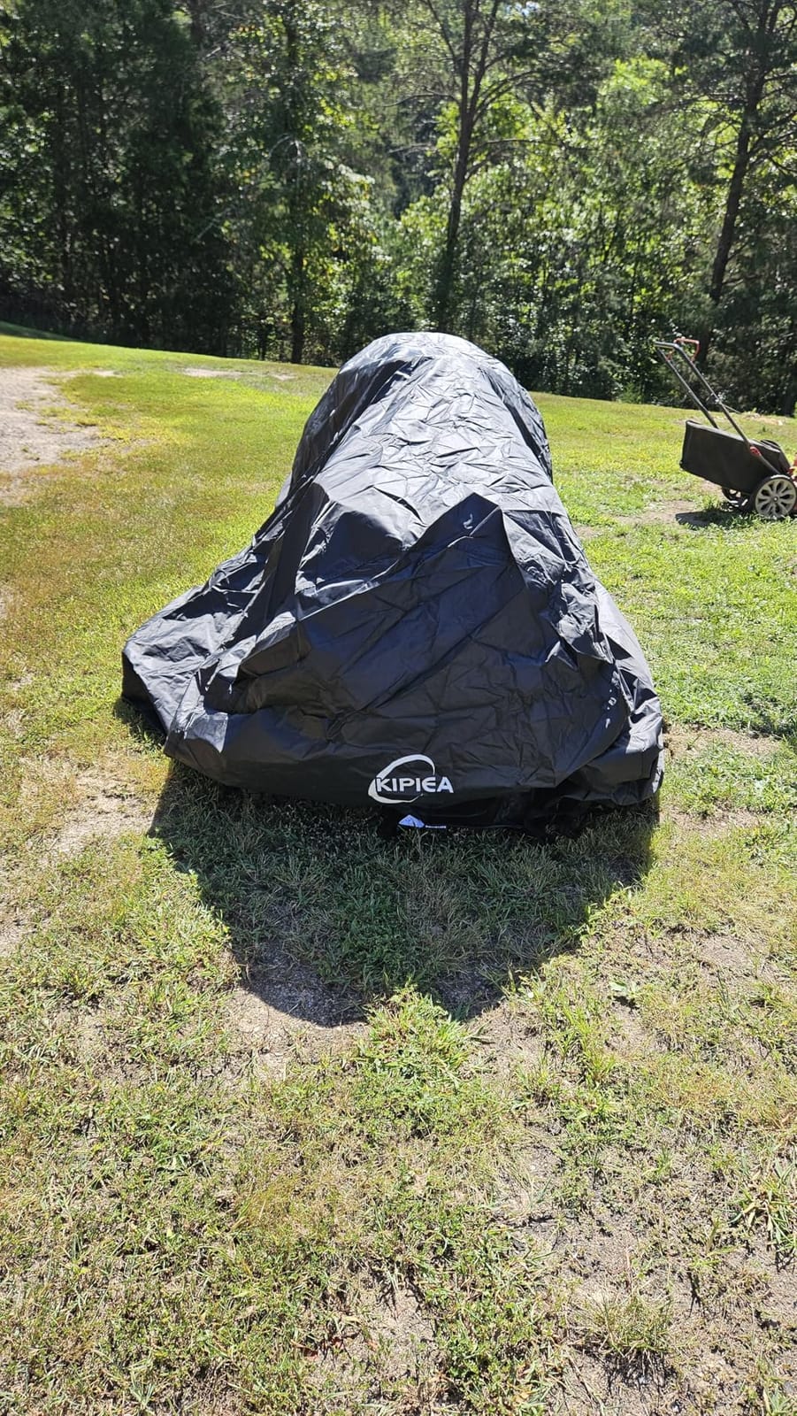 Kipiea Outdoor 600D Lawn Mower Cover Waterproof, UV & Tear-Resistant with 4 Buckles and 2 Drawstrings for Most Push Lawn Mowers customer photo 2