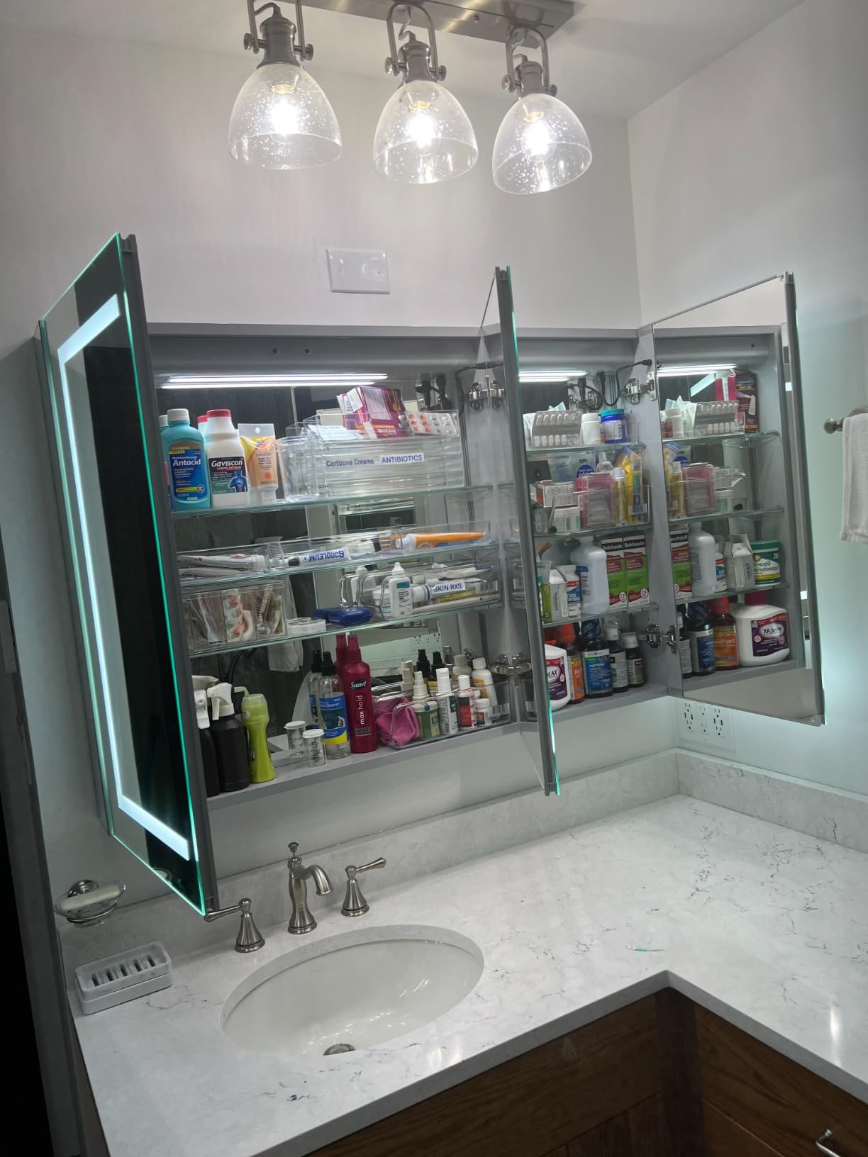 Blossom LED Lighted Bathroom Medicine Cabinet Mirror, Defogger, 72x32 | Bathroom Storage Cabinet, Medicine Cabinets Organizer, Vanity Mirror with Storage, Recessed/Surface Mount, Adjustable Shelves customer photo 2