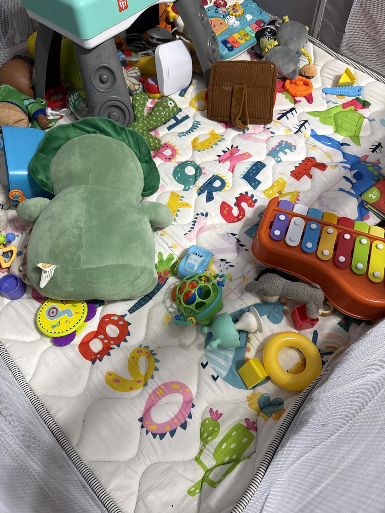Baby Play Mat - Thicken 50x50 Inch Soft Foam Crawling Mat for Playpen & Floor, Non-Slip Waterproof Playmats for Infants & Toddlers, Portable Foldable & Machine Washable, Dinosaur & Letters customer photo 1