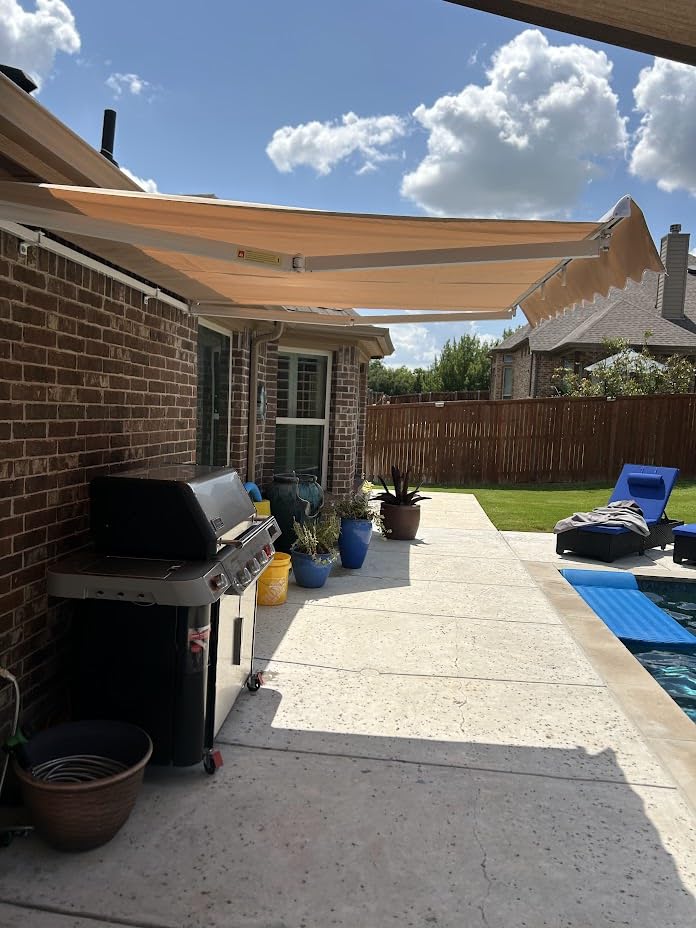 VEVOR Manual Retractable Awning, 12 x 10 ft Outdoor Patio Awning Retractable Sun Shade, Patio Door Window Water-Resistant Polyester Awning Sunshade Shelter with Crank Handle for Balcony, Backyard customer photo 1