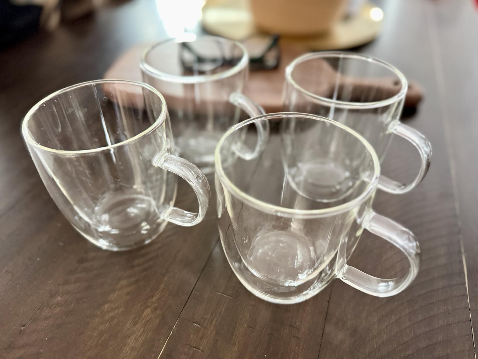Amazon Basics Double Walled Glass Coffee Mugs, 4-Piece Set, 12 oz., Dishwasher-Safe, Borosilicate Glass customer photo 1