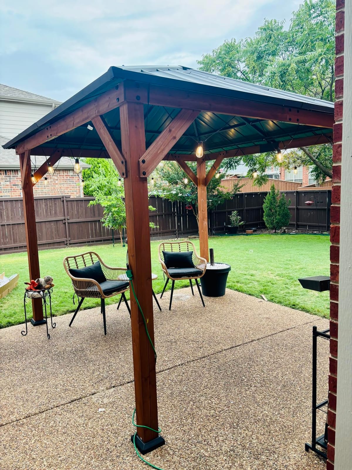Modern Shade Permanent Wood Gazebo 12x16 with Galvanized Steel Roof | Outdoor Cedar Gazebo with Superior Snow & Wind Resistance, Wooden Gazebo with Sturdy Hooks for Garden, Backyard, Patio customer photo 2