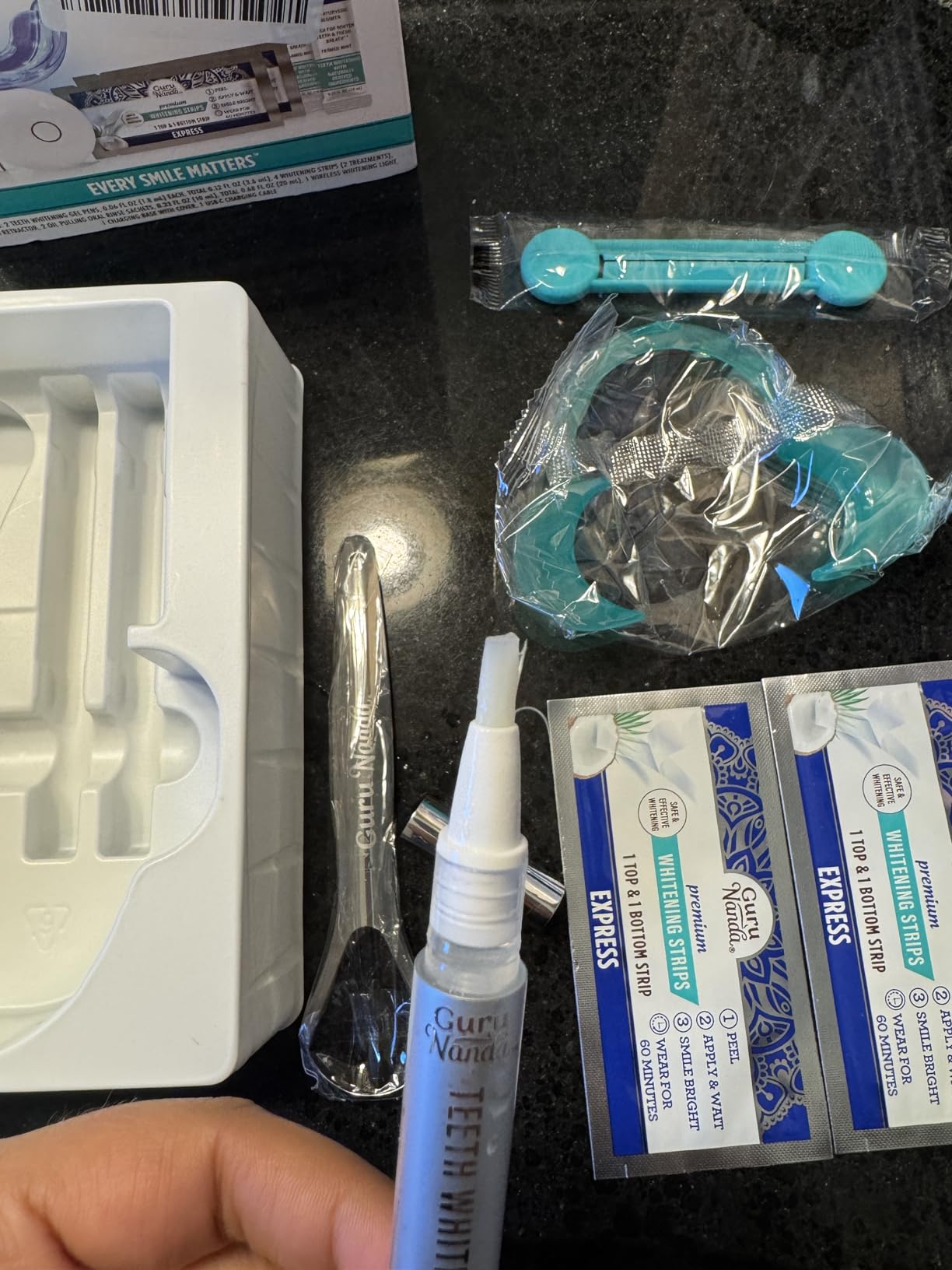 GuruNanda Teeth Whitening Kit - 8% Hydrogen Peroxide Teeth Whitening Gel Pen & Advanced Wireless LED Accelerator Light, Upto 10 Shades Whiter Teeth, Professional Dentist-Inspired System, 40 Treatments customer photo 2