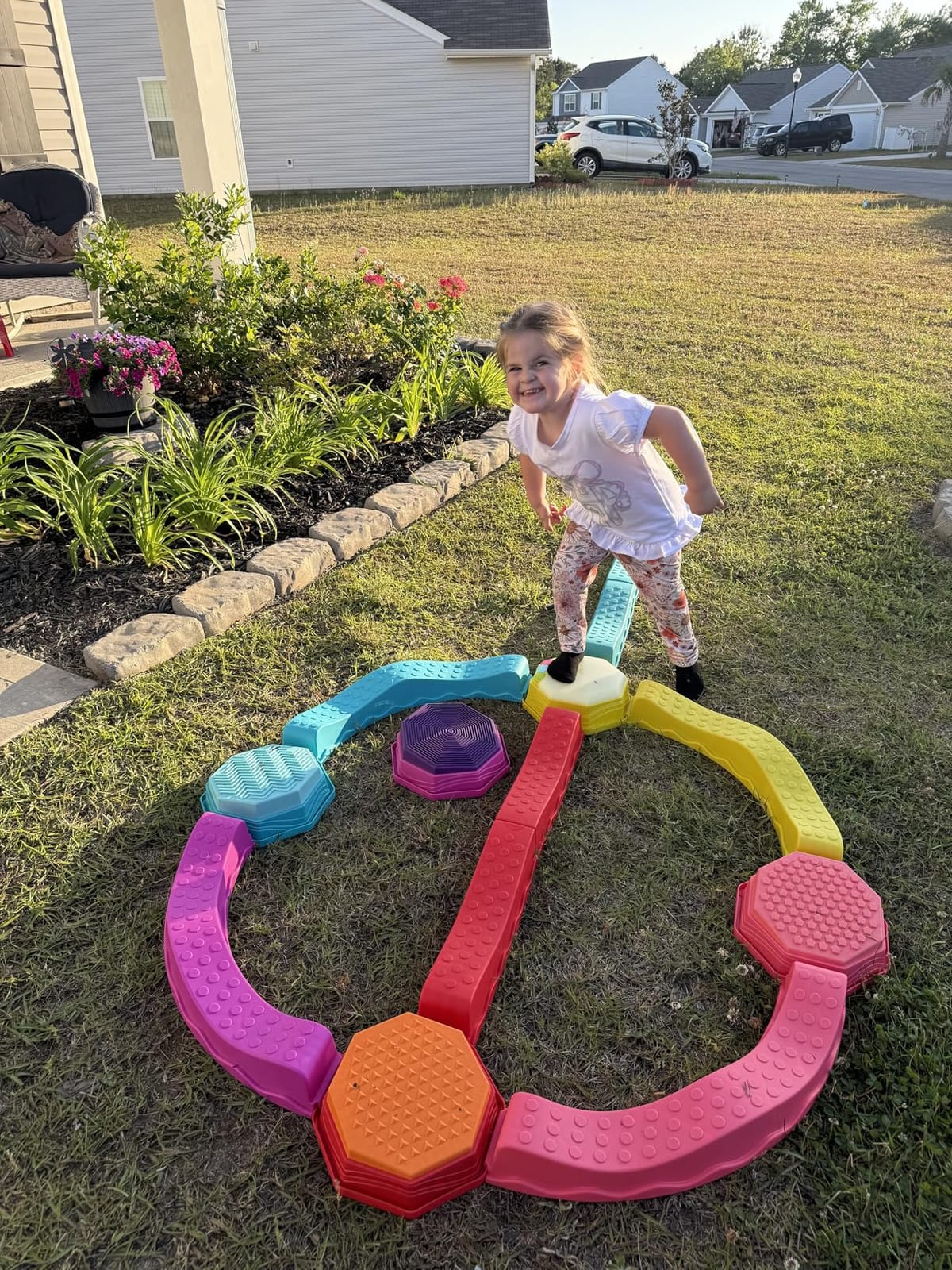 B. toys Balance Beam Set, Musical Wavy Beams & Sensory Stones | Balance & Groove Set with 8 wavy beams, 5 sensory stones, and 1 musical stepping stone for indoor or outdoor play, 3+ Years customer photo 1