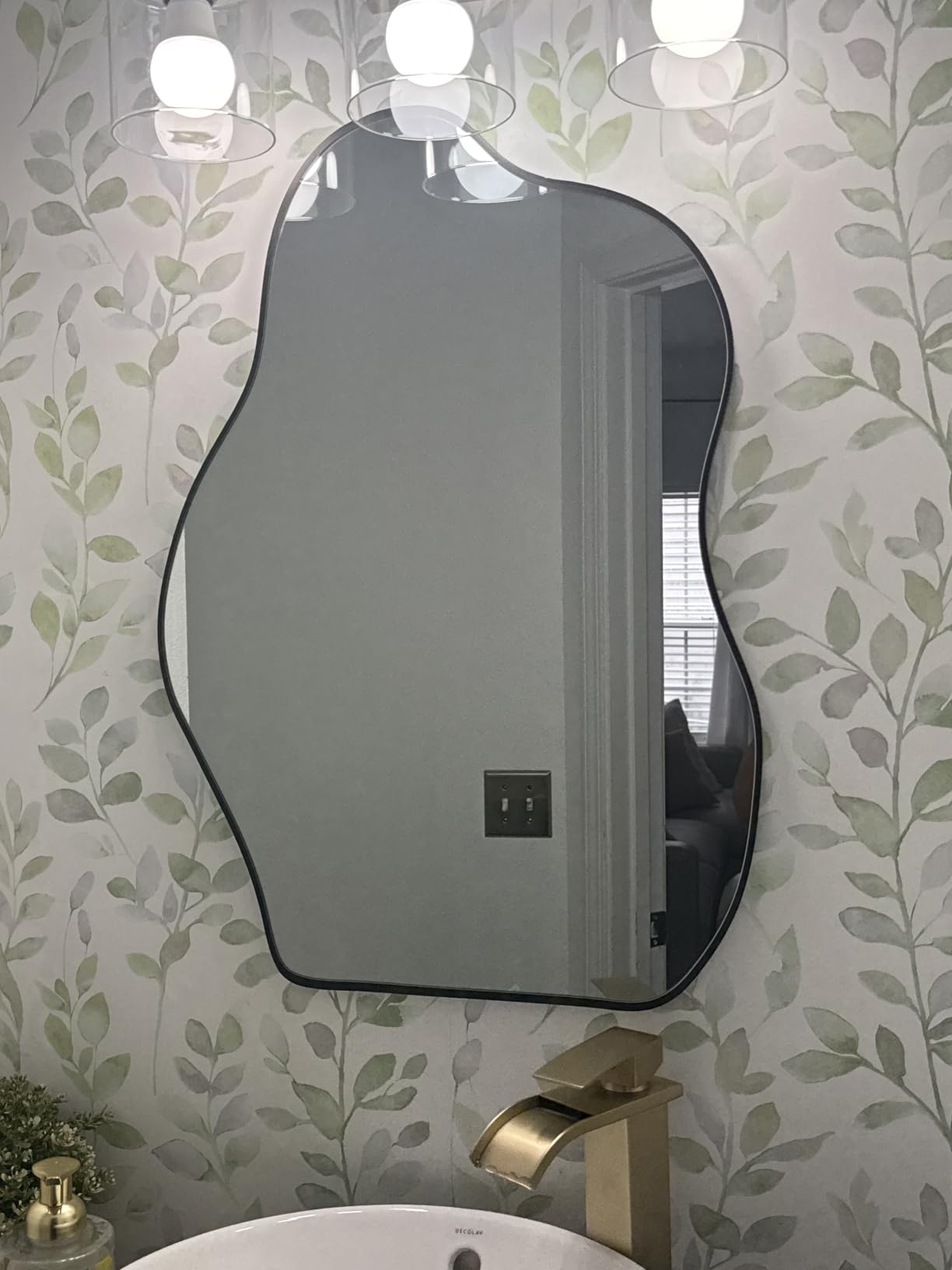 Wood Bathroom Mirror for Wall, 36 x 24 Inch Large Decorative Wall Mirror | Tempered Glass, Wood Mirror for Living Room, Vanity, Bedroom, Entryway and Farmhouse, Shatterproof customer photo 2