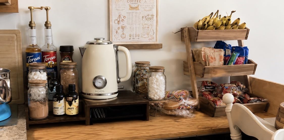 Coffee Station Organizer with K Cup Holder, 28 Pod Capacity, 3-Tier Syrup Rack with Coffee Pod Holder Drawer, Coffee Bar organizer Countertop for Accessories, Rustic Brown customer photo 1