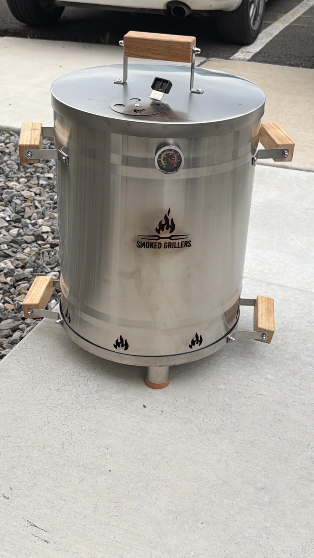 Barrel Smoker Grill Combo | 100% Stainless Steel Barrel | 95% Less Smoke, Even Heat | Easy to Use & Clean - Vertical Smoker Ideal for Balconies and Backyards (MEDIUM-25 LBS) customer photo 2