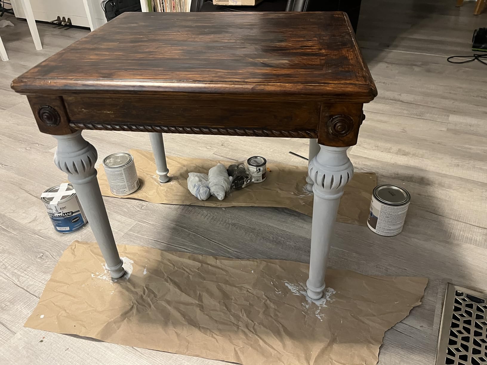 Varathane Total Control Gel Stain | Low Odor Water-Based Formula | Thick Gel Formula for Vertical Surfaces | Ideal for Wood, Metal & Fiberglass | Half Pint | Dark Walnut customer photo 2