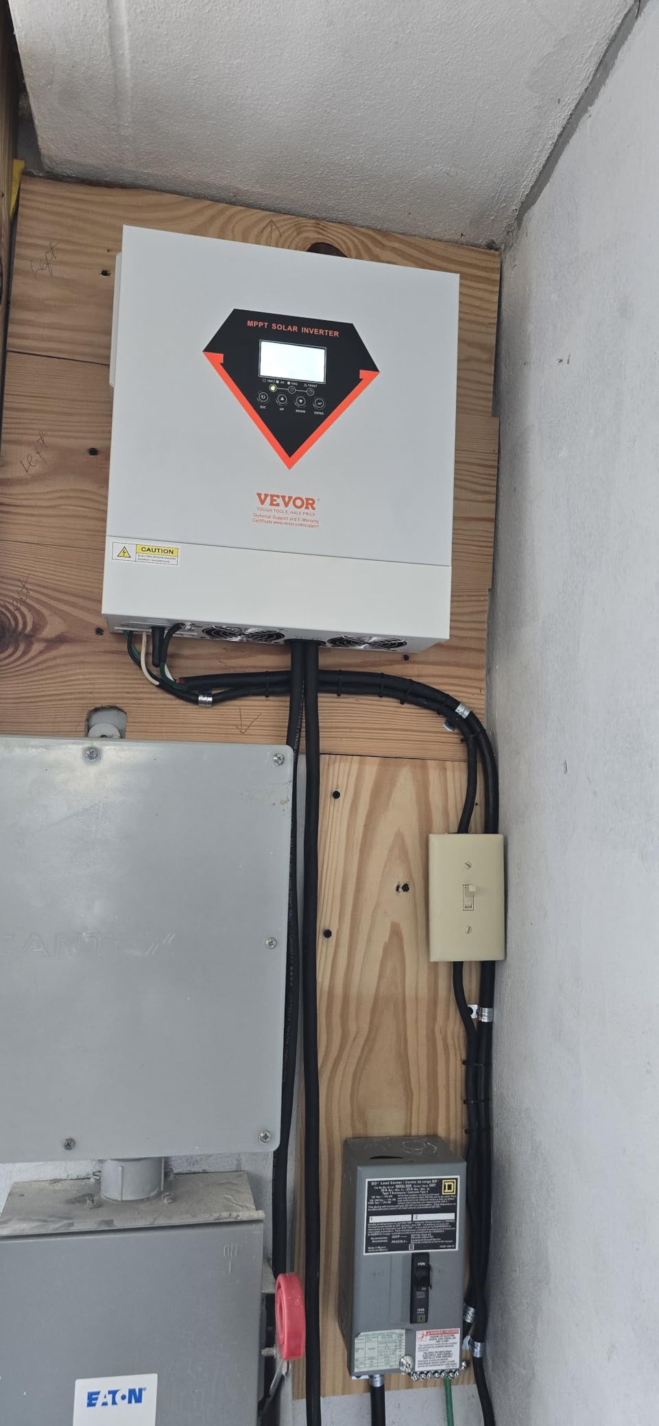 VEVOR Hybrid Solar Inverter 3000W Single Phase Pure Sine Wave Inverter | for Off-Grid System Lead Acid Lithium Battery, 24V DC to 110/120V AC, Built-in 100A MPPT Solar Charge Controller, LCD Display customer photo 2