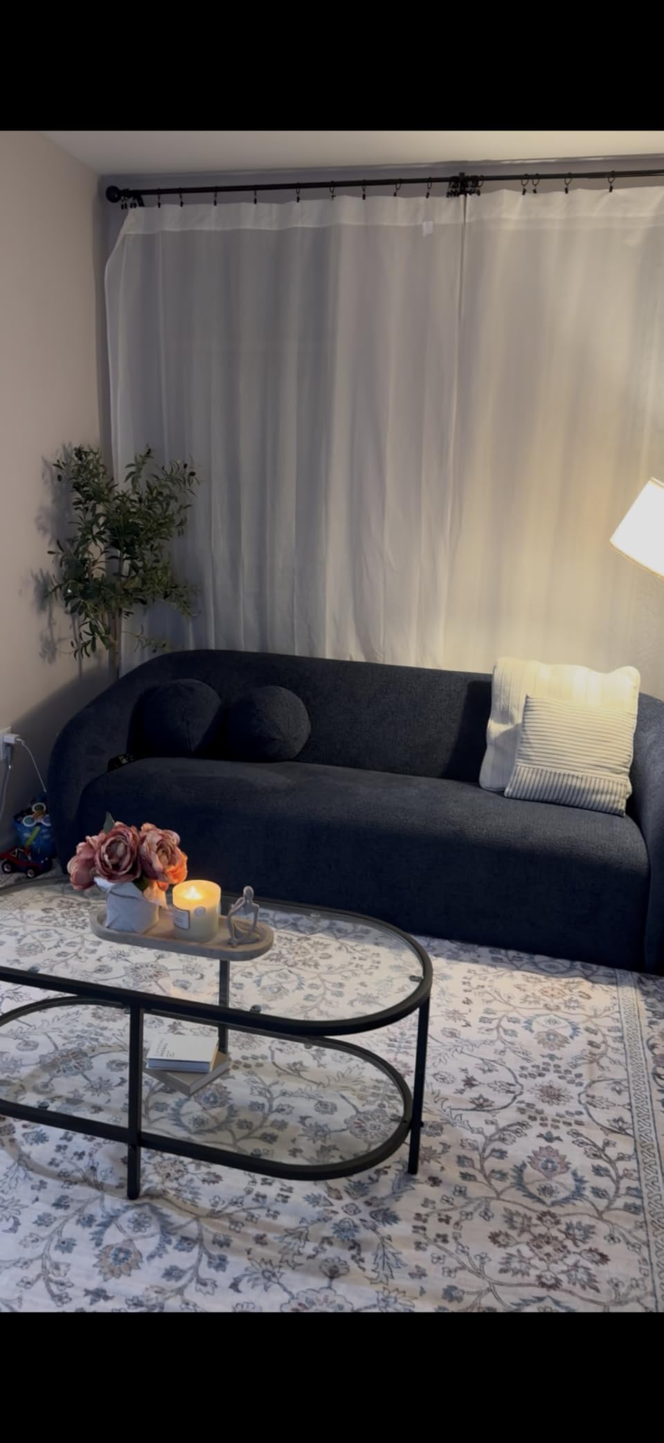 Modway Holland 85 Inch Minimalist Curved Back Sofa in Taupe - Chenille Fabric Sofa with Ball Throw Pillows and Wood Feet - Modern 3-Seater Couch for Living Room customer photo 2