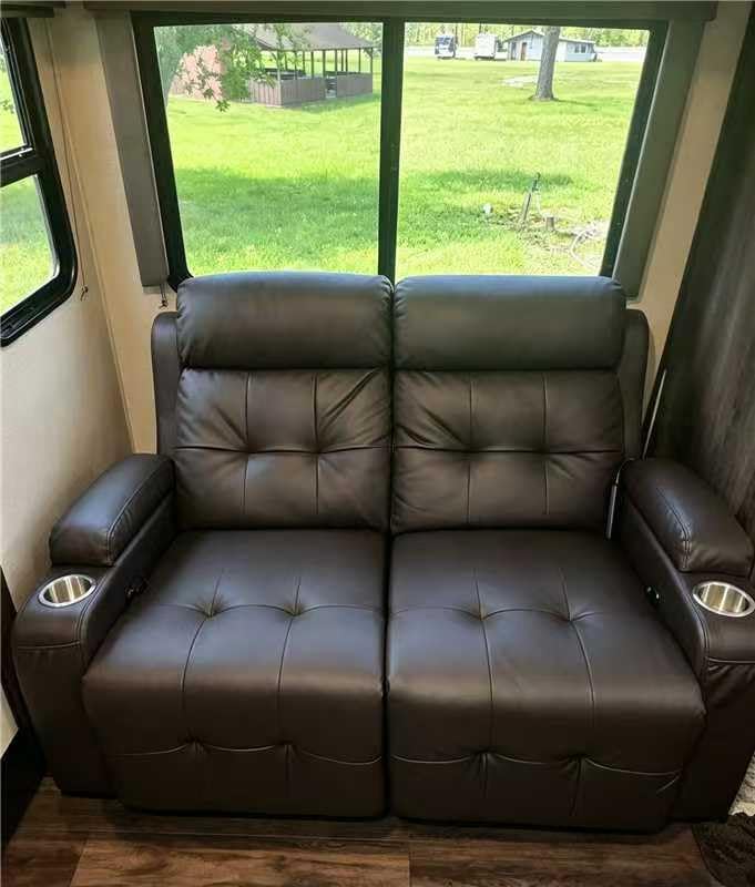 RV Loveseat Recliner Sofa, Wall Hugger Reclining RV Couch with USB | RV Reclining Loveseat with Massage, Pocket, Cup Holder, 150° Recline for RV Furniture, Travel Trailers & Home Theater Seating customer photo 1