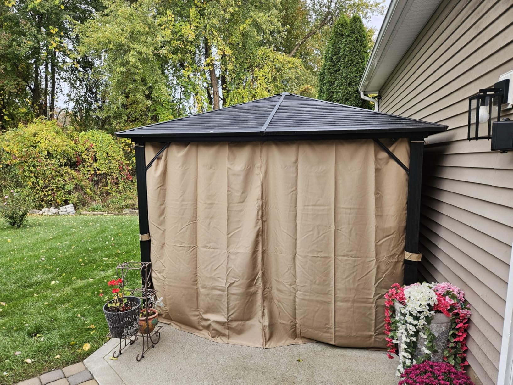 VEVOR Gazebo Curtains Outdoor, Fit 12' x 10' x 6.7' Gazebos, 4-Panel Sidewall Gazebo Privacy Curtains with Zippers, Outdoor Curtain Replacement for Patio Canopy, Only Curtain, Gray customer photo 1