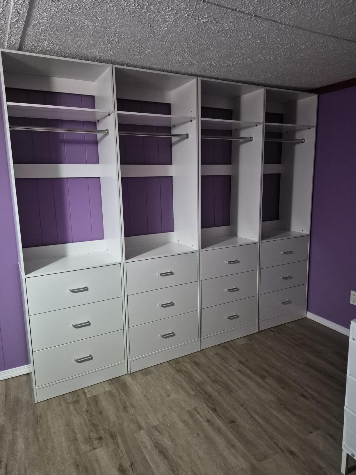 Besiost 4FT Closet Systems with 6 Wood Drawers, Closet System Set of 2, Closet Organizer System with 2 Hanging Rods and 2 Shelves, Heavy Duty 48 Inch Walk-in Closet, White customer photo 2
