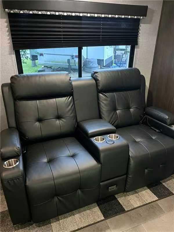 RV Loveseat Recliner Sofa, Home Theater Seating with Massage, Reclining Loveseats with Console, Wall Hugger RV Couch Movie Theater Chairs, RV Furniture Sofas with USB, Cup Holders, Drawer for Gaming Room customer photo 1