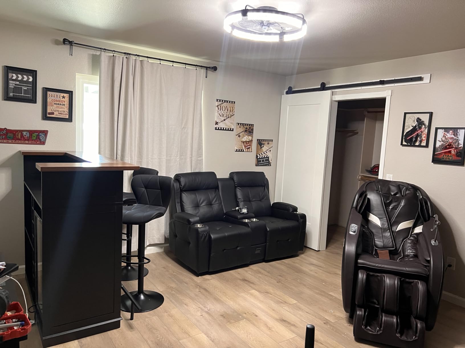 RV Loveseat Recliner Sofa, Home Theater Seating with Massage, Reclining Loveseats with Console, Wall Hugger RV Couch Movie Theater Chairs, RV Furniture Sofas with USB, Cup Holders, Drawer for Gaming Room customer photo 2