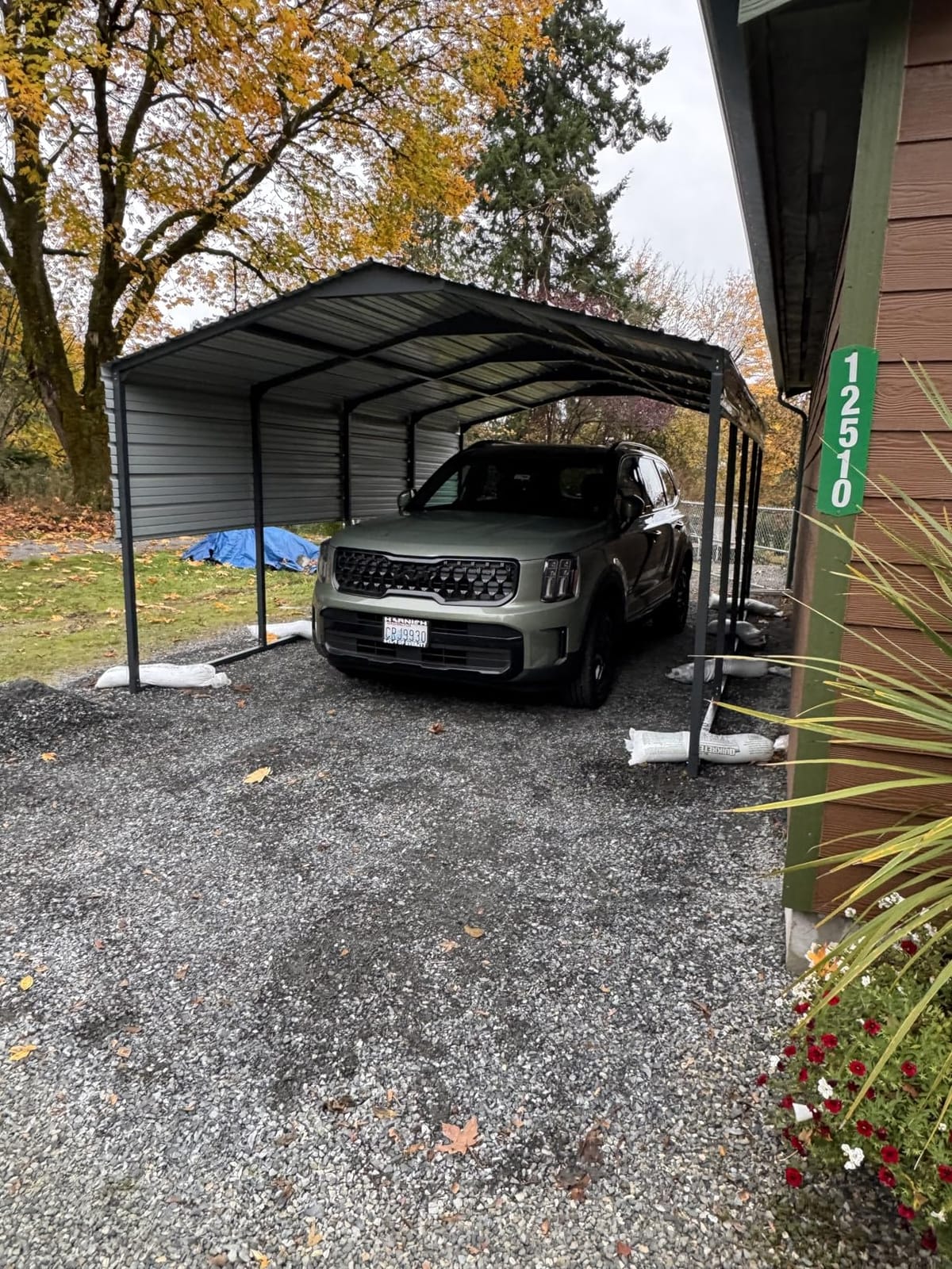 Military-Grade Metal Carport 12x20 FT, Heavy-Duty Galvanized Steel Roof | 2x2