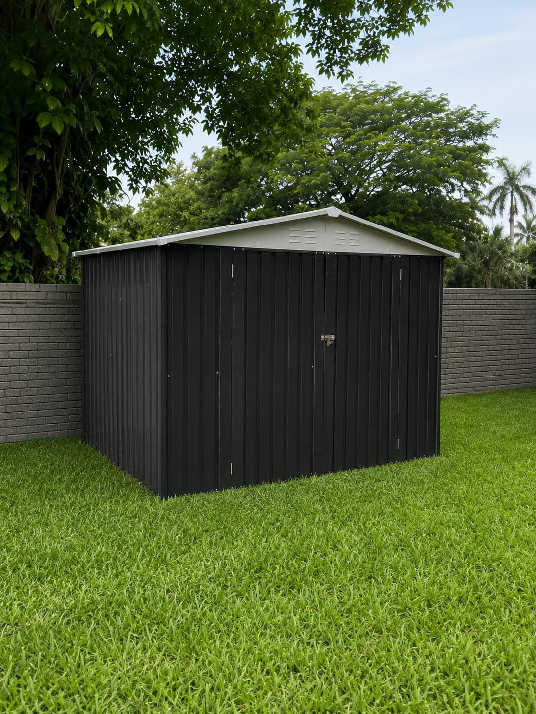Polar Aurora 8 x 12 FT Outdoor Storage Shed | Metal Garden Shed with Updated Frame Structure, Tool Sheds for Backyard Garden Patio Lawn Black customer photo 2
