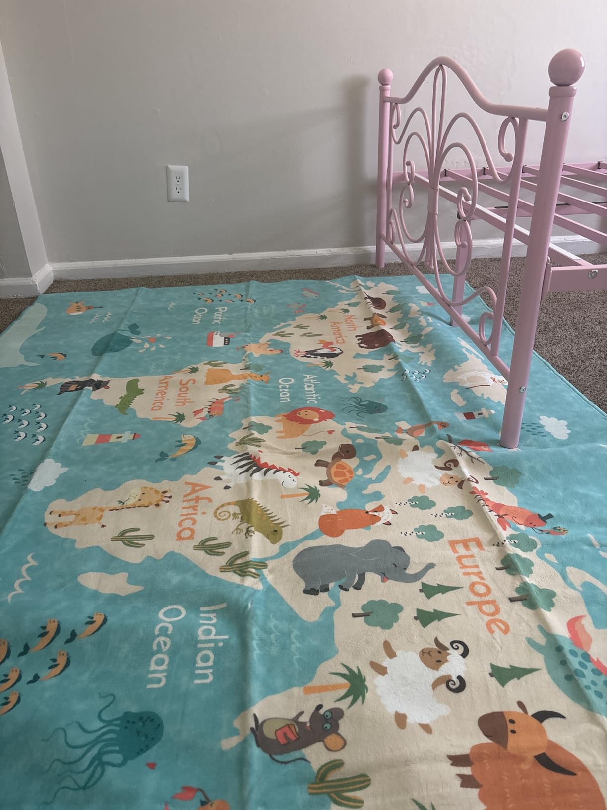 Hazo Haus Washable Kids Playroom Rug - 5x7 Play Rug for Preschool Toddlers, Girls, Educational with Cute Animals - Non-Slip, Stain Resistant, Soft & Safe customer photo 2