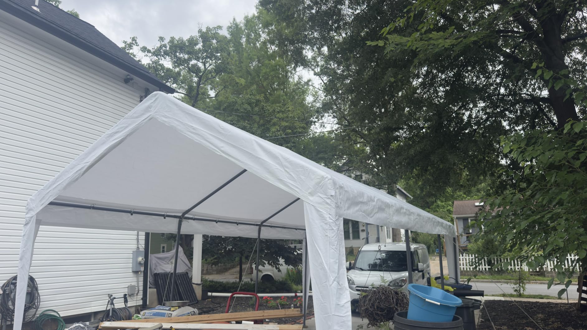 VEVOR 12x20 FT Heavy Duty Carport, Portable Car Canopy with Removable Sidewalls and Door, Outdoor Car Shelter, UV-Resistant, Water-Resistant, All-Season Car Shelter for Cars, Boats, and Equipment customer photo 1