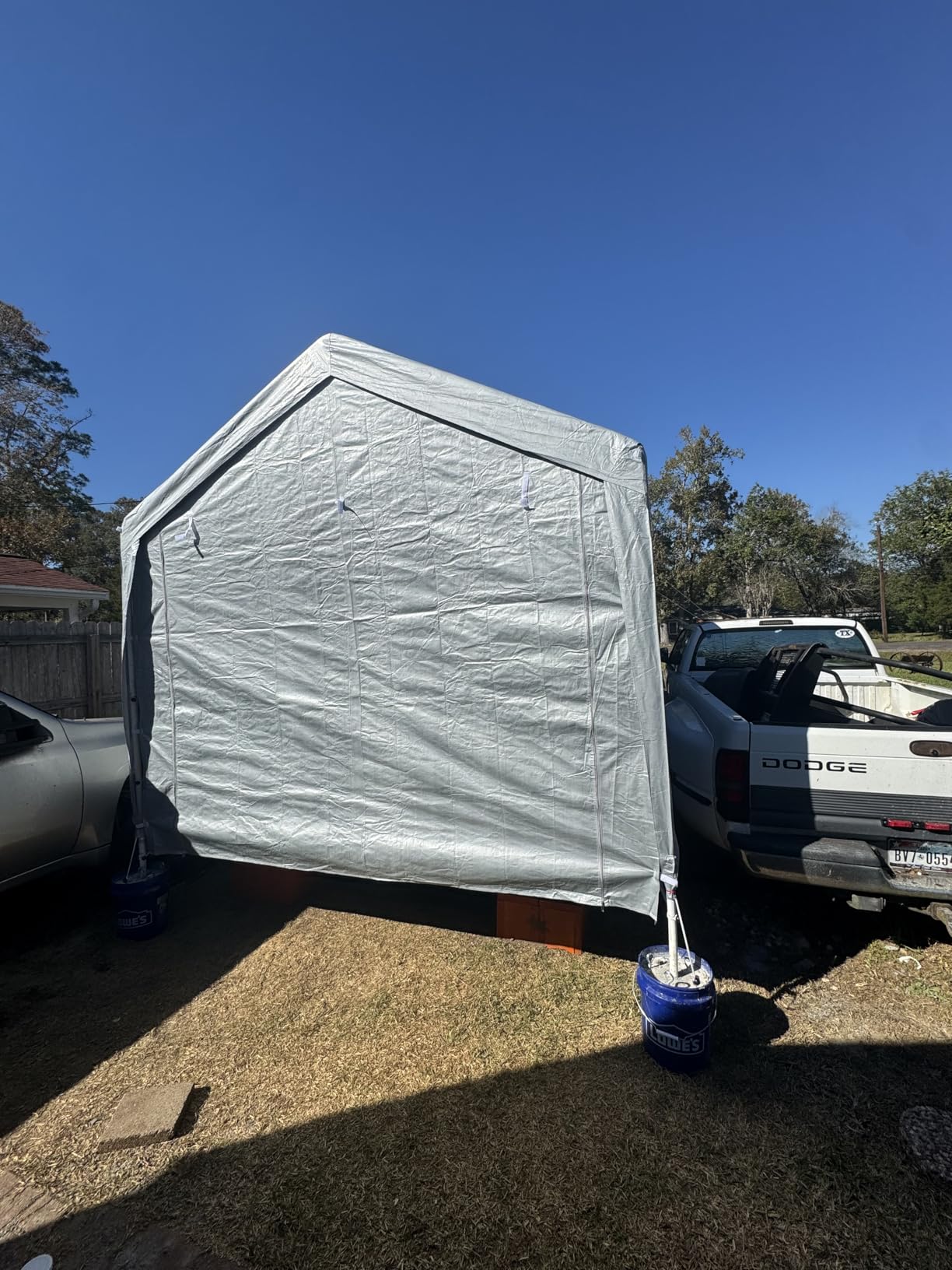 VEVOR 12x20 FT Heavy Duty Carport, Portable Car Canopy with Removable Sidewalls and Door, Outdoor Car Shelter, UV-Resistant, Water-Resistant, All-Season Car Shelter for Cars, Boats, and Equipment customer photo 2